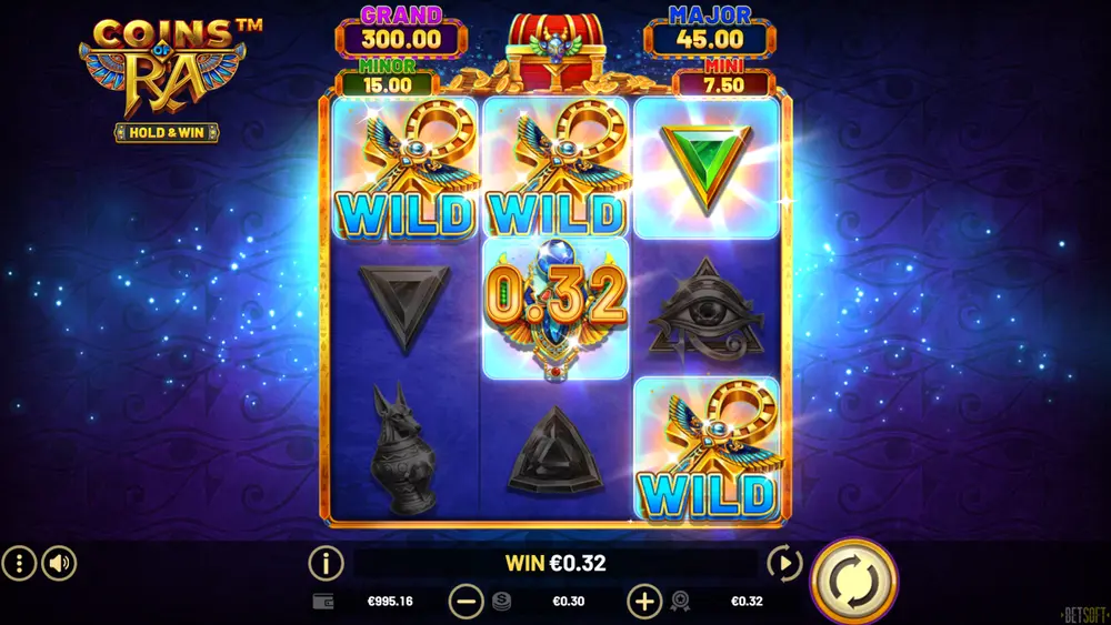 Hold and Win respins feature with the RESPINS counter on 3 and RA BONUS locked on the centre reel